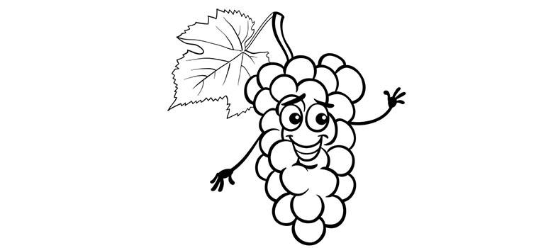 Kolorowanka winogrona. Uśmiechnięty winogron – kolorowanka.
