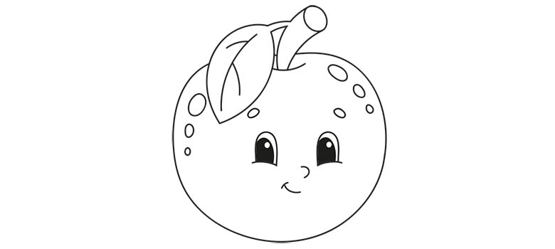 Urocze uśmiechnięte jabłuszko. Kolorowanka z jabłkiem.